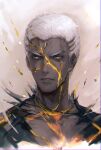  1boy buzz_cut changye cracked_skin crew_cut dark-skinned_male dark_skin emiya_alter fate/grand_order fate_(series) kintsugi male_focus short_hair solo very_short_hair white_hair yellow_eyes 