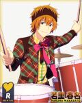  character_name idolmaster_side-m_glowing_stars jacket orange_hair red_eyes short_hair smile wakazato_haruna 