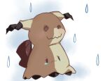  brown_eyes commentary_request crying full_body kemosuk mimikyu no_humans pokemon pokemon_(creature) rain sad solo standing tearing_up tears 
