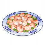  artist_request commentary english_commentary food food_focus genshin_impact lowres no_humans official_art peas plate shrimp still_life third-party_source transparent_background 