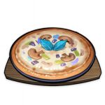  alternate_color artist_request commentary cutting_board english_commentary food food_focus garnish genshin_impact leaf lowres mushroom no_humans official_art pizza still_life third-party_source transparent_background tray 