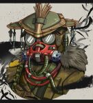 1non-binary apex_legends bloodhound_(apex_legends) brown_jacket cable fur_trim goggles grey_background helmet highres jacket kaeru_(csit24) letterboxed looking_ahead other_focus portrait queer rebreather solo trans