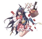  1girl absurdres bangs basket blue_eyes bracelet breasts cherry_blossoms china_dress chinese_clothes chinese_zodiac chunrijun_(springer) collarbone dress eyebrows_visible_through_hair food full_body girls_frontline gun hair_ornament hairclip handgun high_heels highres holding holding_basket holding_letter holding_stick jewelry kneeling letter long_hair looking_at_viewer nail_polish necklace official_alternate_costume official_art open_mouth petals pink_nails pistol purple_hair red_dress red_footwear smile socks solo stechkin_(brilliance_of_the_peach_blossoms)_(girls&#039;_frontline) stechkin_(girls&#039;_frontline) stechkin_aps stick weapon year_of_the_tiger 