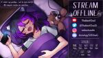  1girl animal_ears black_hair cat_ears cat_girl cellphone closed_eyes collarbone commission drooling facing_viewer fang gradient_hair long_hair lying multicolored_hair on_back open_mouth original phone pon_fresh purple_hair saliva sleeping smartphone smile solo 