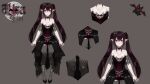  1girl breasts brown_hair character_sheet choker dress full_body gothic hisa_tepes indie_virtual_youtuber large_breasts official_art pale_skin pointy_ears red_eyes solo twintails vampire virtual_youtuber 