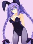  10s 1girl alternate_costume animal_ears bad_id blue_eyes braid breasts choujigen_game_neptune cleavage closed_mouth compile_heart fake_animal_ears female_focus hair_ornament icky idea_factory long_hair neptune_(neptune_series) neptune_(series) pantyhose playboy_bunny power_symbol-shaped_pupils purple_hair purple_heart rabbit_ears sd solo symbol-shaped_pupils twin_braids twintails 
