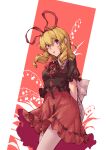  1girl absurdres blonde_hair blue_eyes bow doll flower frilled_shirt frilled_shirt_collar frilled_sleeves frills highres joints lily_of_the_valley medicine_melancholy medium_hair neck_ribbon puffy_short_sleeves puffy_sleeves red_bow red_ribbon red_skirt ribbon shirt short_sleeves skirt stank touhou wavy_hair 