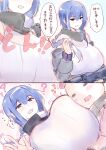  1boy 1girl blue_hair breasts commander_(girls&#039;_frontline) dp-12_(girls&#039;_frontline) goban large_breasts violet_eyes 