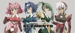  4girls animal_ears blue_eyes blue_hair breasts closed_eyes closed_mouth dark-skinned_female dark_skin dominia_yizkor gloves green_eyes hairband kelvena_(xenogears) long_hair looking_at_viewer medium_breasts medium_hair multiple_girls open_mouth pink_hair pointy_ears rabbit_ears seraphita_(xenogears) short_hair silver_hair simple_background smile tolone_(xenogears) twintails ufupuri white_hair xenogears 