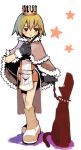  1girl bangs black_gloves blush boots brown_cape brown_dress cape chain closed_mouth commentary_request crown dog dress eyebrows_visible_through_hair full_body fur-trimmed_cape fur-trimmed_gloves fur_trim gloves green_hair high_wizard_(ragnarok_online) holding holding_wand layered_dress looking_afar matyr_(ragnarok_online) ragnarok_online red_eyes short_dress short_hair simple_background smile standing star_(symbol) two-tone_dress wand white_background white_dress white_footwear yagi_noboru 