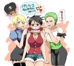  3girls angry genderswap one_piece translation_request 