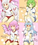  blue_hair fujiwara_no_mokou green_eyes green_hair hits kamishirasawa_keine mystia_lorelei orange_eyes pink_hair red_eyes silver_hair touhou translated wings wriggle_nightbug zawameki 