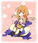  brown_hair child orange_hair school_uniform skirt socks stuffed_animal stuffed_toy twintails umineko_no_naku_koro_ni ushiromiya_eva ushiromiya_rosa 