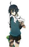  androgynous backpack male ribbon shota solo tattoo tsukihiko uniform zone-00 