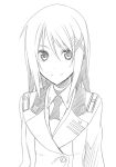  hair_ornament himura_kiseki long_hair mahou_senki_lyrical_nanoha_force mahou_shoujo_lyrical_nanoha mahou_shoujo_lyrical_nanoha_strikers military military_uniform monochrome necktie red smile solo uniform yagami_hayate 