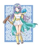  blue_hair breasts cape chino_y circlet detached_sleeves dragon_quest dragon_quest_iii long_hair sage_(dq3) skirt slime_(dragon_quest) staff wink 