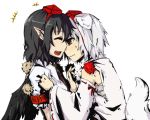  2girls incipient_kiss inubashiri_momiji laughing pointy_ears shameimaru_aya tokin_hat touhou yoglasses yuri 