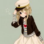  blue_eyes casual hat k-on! kotobuki_tsumugi listen!! long_hair mizutamako sailor_hat solo striped wink 