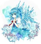  blue_hair cirno flower ice momoiro touhou wings 