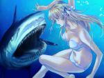  bikini blonde_hair blue_eyes bubble freediving game_cg honami_yui long_hair min-naraken see_in_ao shark swimming swimsuit twintails underwater water you_gonna_get_raped 