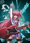  angel_beats! belt guitar instrument long_hair pink_eyes pink_hair rayhwang school_uniform short_twintails twintails yui_(angel_beats!) 