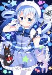  1girl anko_(gochiusa) bangs blue_bow blue_bowtie blue_eyes blue_skirt blue_vest blush bow bowtie closed_mouth cowboy_shot frilled_skirt frills gloves gochuumon_wa_usagi_desu_ka? hair_between_eyes hair_ornament hairclip highres kafuu_chino light_blue_hair long_hair magical_girl miniskirt pantyhose petticoat puffy_short_sleeves puffy_sleeves shirt short_sleeves skirt smile solo twintails vest white_gloves white_legwear white_shirt wild_geese x_hair_ornament yoboshi 