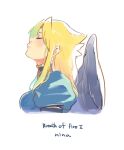  1girl anzuni_(marblefrog) black_wings blonde_hair breasts breath_of_fire breath_of_fire_ii character_name closed_eyes closed_mouth copyright_name english_text long_hair nina_(breath_of_fire_ii) simple_background solo white_background wings 