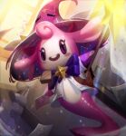  :d blue_bow blue_bowtie bow bowtie colored_skin envelope hat highres holding holding_envelope holding_staff indoors jacket league_of_legends little_legend looking_at_viewer mermaid monster_girl no_humans pink_headwear pink_skin smile staff star_(symbol) star_guardian_(league_of_legends) teeth upper_teeth vincent_t_(oriaarts) violet_eyes walking white_jacket witch_hat 