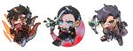  1boy alternate_costume apex_legends black_eyes black_footwear black_gloves black_hair black_pants boots chibi crossed_arms crossed_legs crypto_(apex_legends) deadly_byte_crypto dragon_boy dragon_wings drone fang fang_out fingerless_gloves gloves highres husagin jacket official_alternate_costume orange_eyes orange_jacket pants partially_fingerless_gloves purple_jacket sparkle v-shaped_eyebrows wings 