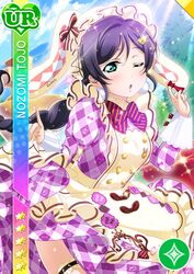  blush character_name dress green_eyes long_hair love_live!_school_idol_festival love_live!_school_idol_project purple_hair toujou_nozomi twintails wink 