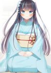  1girl alice_hina amiina49339761 black_hair blue_eyes blue_hair blush highres indie_virtual_youtuber japanese_clothes kimono long_hair looking_at_viewer multicolored_hair pale_skin solo traditional_clothes virtual_youtuber 