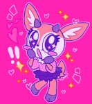  aggressive_retsuko animal_ears big_eyes black_dress blush deer deer_antlers deer_ears deer_girl deer_tail dress furry furry_female heart horns kcdoos open_mouth orange_fur pink_shirt pointy_ears shirt single_hand tail tsunoda_(aggretsuko) 