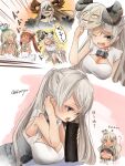  &gt;_&lt; 6+girls abyssal_ship akino_shuu black_hair blonde_hair blush bow breasts brown_eyes brown_hair conte_di_cavour_(kancolle) conte_di_cavour_nuovo_(kancolle) dress ehoumaki food glowing glowing_eyes grecale_(kancolle) green_eyes grey_dress hair_bow horns kantai_collection large_breasts libeccio_(kancolle) long_hair maestrale_(kancolle) makizushi mask mask_on_head mediterranean_dreadnought_water_princess multiple_girls one_eye_closed one_side_up open_mouth pink_bow scirocco_(kancolle) short_hair short_sleeves silver_hair smile sushi twintails wavy_hair white_dress yellow_eyes 