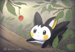  animal_focus black_eyes closed_mouth commentary_request day emolga leaf looking_up no_humans outdoors pokemon pokemon_(creature) shiro_iro6 solo 