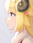  1girl bangs blonde_hair commentary_request eyebrows_visible_through_hair from_side hair_ornament hairclip highres hololive horns looking_away parted_lips portrait profile sheep_horns shinno solo tsunomaki_watame violet_eyes virtual_youtuber 