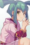  1girl 2020 aqua_hair bangs border closed_mouth crossed_arms dated eyebrows_visible_through_hair green_eyes hood hooded_jacket jacket long_hair long_sleeves luca luca_(yu-gi-oh!) mikami_(mkm0v0) open_clothes open_jacket outside_border pink_jacket short_over_long_sleeves short_sleeves siblings smile solo twintails white_border white_jacket wristband yu-gi-oh! yu-gi-oh!_5d&#039;s yuu-gi-ou yuu-gi-ou_5d&#039;s 