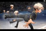  1boy child commentary_request figure_skating flexible ice ice_skates ice_skating kaminosaki leotard male_focus original skates skating 