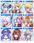  1boy 6+girls absurdres ahoge anon_(vocaloid) aqua_eyes aqua_hair aqua_necktie artist_name bangs bare_shoulders black_collar black_jacket black_shirt black_sleeves blonde_hair blue_hair blue_ribbon blunt_bangs bow braid brown_hair cevio collar collared_shirt commentary detached_sleeves eel_hat feather_hair_ornament feathers fingerless_gloves gloves grey_hair grey_shirt hair_bow hair_ornament hair_ribbon hair_rings hairband hairclip half_gloves hand_up hatsune_miku headphones highres ia_(vocaloid) index_finger_raised jacket japanese_clothes kagamine_len kagamine_rin kanon_(vocaloid) kotonoha_akane kotonoha_aoi large_hat light_blue_hair long_hair looking_at_viewer luo_tianyi medium_hair multiple_girls muta necktie nonkomu_(furiten5553) off-shoulder_shirt off_shoulder open_mouth orange_hair otomachi_una pendant_choker pink_hair purple_headwear red_eyes red_necktie red_ribbon ribbon sailor_collar shirt short_hair short_ponytail shoulder_tattoo siblings side-by-side sidelocks sideways_glance sisters sleeveless sleeveless_shirt smile spaghetti_strap spiky_hair swept_bangs tattoo translated treble_clef twins twintails twitter_username v vocaloid voiceroid vsinger waving white_bow white_shirt window_(computing) yan_xi 