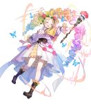  bangs bare_shoulders blonde_hair boots cross-laced_footwear dress fire_emblem fire_emblem_awakening fire_emblem_heroes frilled_dress frills full_body highres holding knee_boots lace-up_boots layered_dress layered_skirt lissa_(fire_emblem) long_hair non-web_source official_art skirt solo staff tied_hair transparent_background twintails 