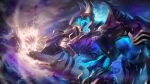  absurdres armor blue_skin blue_theme breastplate character_request colored_skin commentary_request gauntlets helmet highres league_of_legends light pixiv_id shoulder_armor translation_request vambraces wutu_(1183238220) 