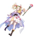  bangs bare_shoulders blonde_hair blue_eyes boots cross-laced_footwear dress fire_emblem fire_emblem_awakening fire_emblem_heroes frilled_dress frills full_body highres holding knee_boots lace-up_boots layered_dress layered_skirt lissa_(fire_emblem) long_hair non-web_source official_art skirt solo staff tied_hair transparent_background twintails 