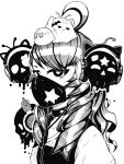  1girl ahoge blob centi_(nimu) choker headphones highres indie_virtual_youtuber kenart7_7 long_hair mask monochrome mouth_mask nimu_(vtuber) skull star_(symbol) virtual_youtuber 