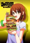  brown_hair casual food hamburger hirasawa_yui k-on! kaen_(artist) listen!! megamac short_hair solo 