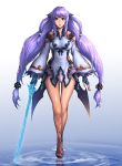  lapucelle_(arasoo1210) lapucelle_(artist) long_hair original purple_hair ribbon solo sword water weapon 