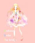  bad_id blonde_hair dress fish legs long_hair mouth_hold nino_(arakawa) ume_(plumblossom) 