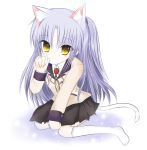  animal_ears cat_ears cat_tail kemonomimi_mode nekomimi_mode school_uniform tail tachibana_kanade yellow_eyes yuuki_(momoyuki) 