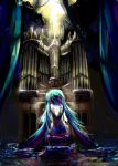  antiquewhite dress from_behind green_hair hatsune_miku highres instrument long_hair pipe_organ solo twintails very_long_hair vocaloid water 