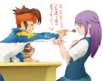  date endou_mamoru hair ice-cream inazuma_eleven kudou_fuyuka purple uniform 