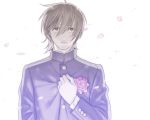  clench clenched_hand flower gintama male rose sad school_uniform simple_background subliminal_shun tears yamazaki_sagaru 