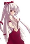  crimsonrock fujiwara_no_mokou hair_ribbon long_hair profile ribbon solo touhou white_hair 